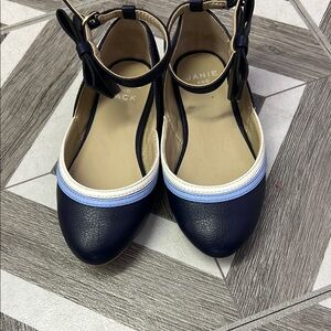 Janie and Jack Blue and White Flats with Ankle Straps